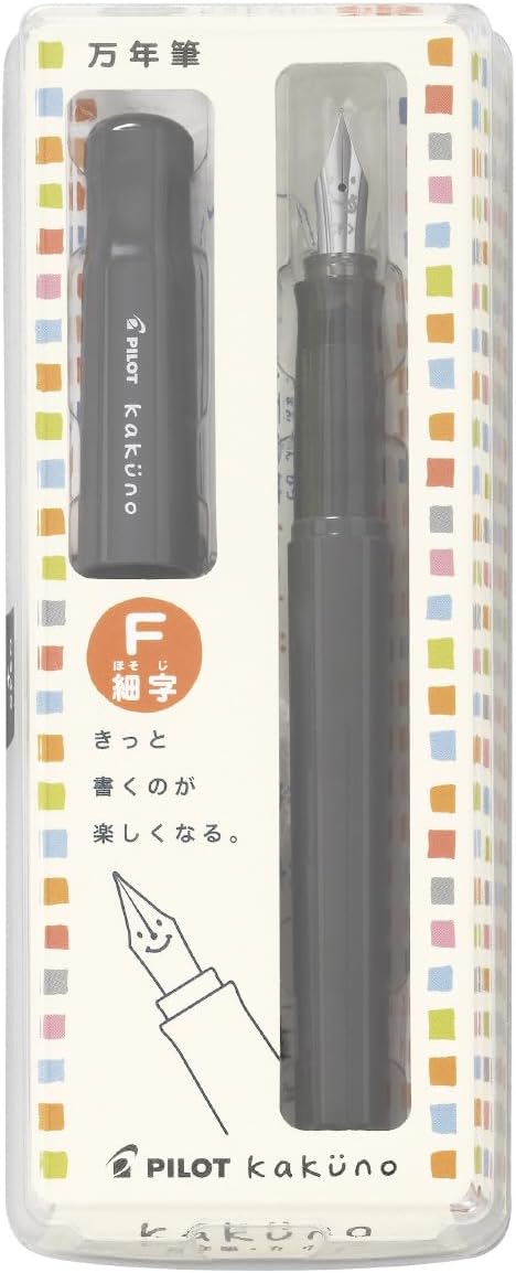 Pilot Kakuno Fountain Pen of Biginners, Fine Nib, Glay Body (FKA-1SR-GYF), Gray