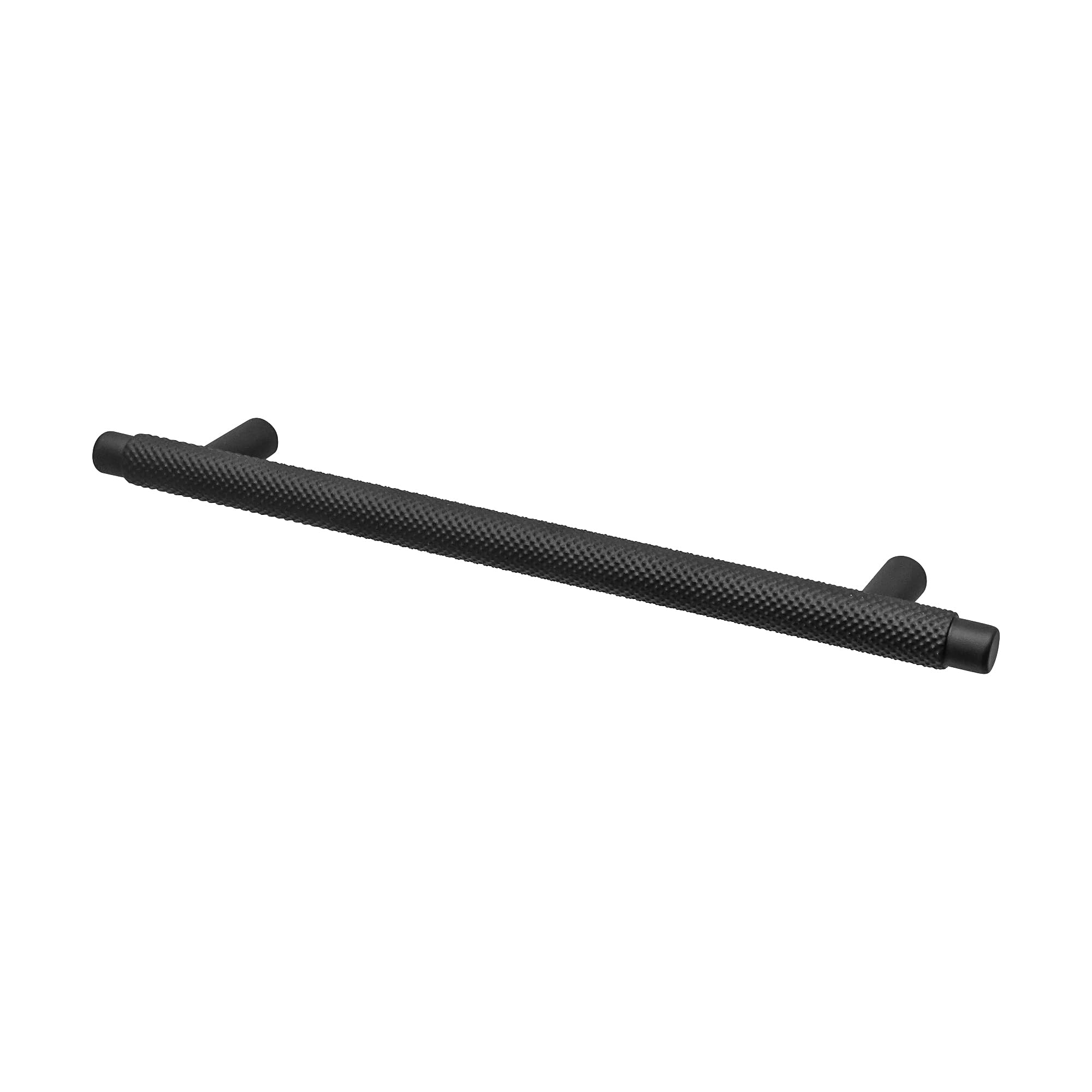 Decoranddecor Aurelia - Round Knurled Cupboard Handles | T-Bar Cabinet Handles | Kitchen Cupboard Pulls | Furniture Knobs - Matt Black - 224mm Hole Centre Distance — image 1