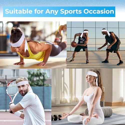 Image of Hiboom 50 Pcs Head Tie Headbands Men Women Ninja Karate Tie Athletic Sweatbands for Sports Basketball Tennis Running Workout