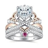 JewelryPalace Claddagh Celtic Knot Herz 2ct Zirkonia Promise Ring Damen, Infinity Verlobungsring Silber 925 Rosegold Frauen, Unendlichkeit Hochzeitsring Trauring Ehering Rubin Vorsteckring Band Set 51