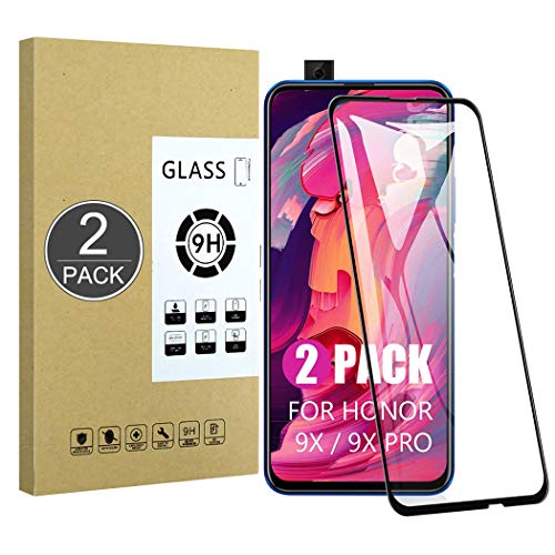 E-Hamii Película Cobertura Completa Compatible con Huawei Honor 9X[Negro],[Pantalla Completa Pegada][Antiarañazos] Cubierta Protectora Vidrio Templado Premium 9H Premium,para Huawei Honor 9X
