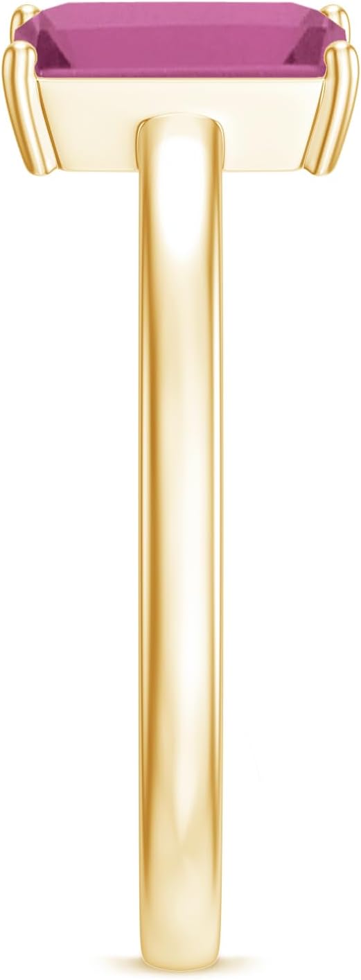 Toi Et Moi Octagon Cut and Pear-Shaped Pink Tourmaline Engagement Ring in 925 Sterling Silver/Gold Plated Two Stone Promise Wedding Ring October Birthstone Jewelry Gift for Women