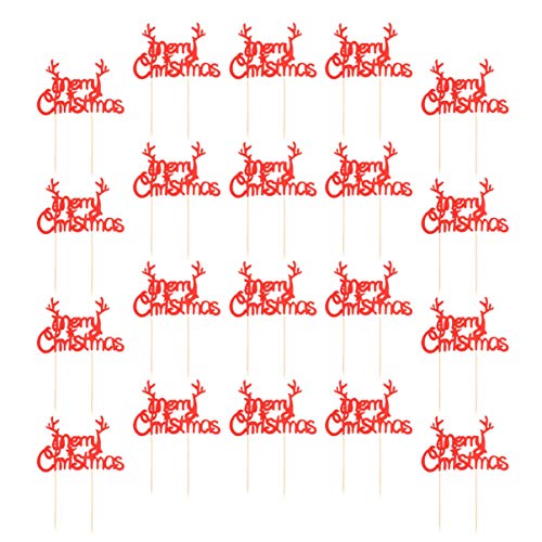 Sewroro 20 Peças Toppers de Cupcake de Feliz Natal Toppers de Sobremesa de Cupcake de Chifre de Árvo