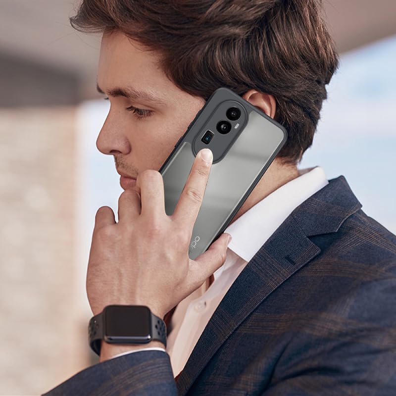 Image of Mr. Case Back Cover Compatible with Oppo Reno 10 Pro Plus 5G | 360 Degree Protection | Shockproof Transparent Hard Back Shockproof Bumper - PC & TPU, Black Bumper