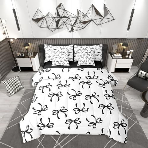 Erosebridal Bowknot Comforter Set King Black Watercolor