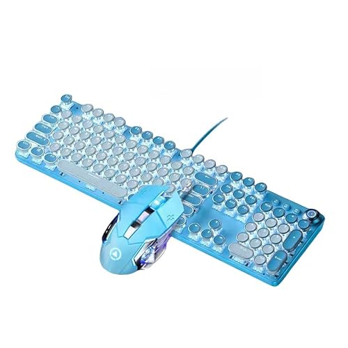 ゲーミングキーボード ノブ付きパンクメカニカルキーボード G15マウス付き電気メッキパンクグリーンシャフトメカニカル式ゲーム用キーボード104 キー USB有線高速反応 RGB発光LEDバックライト付き照明効果明るさ調整可能防水ゲーム用パソコンキーボードサ