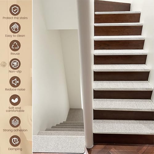 Alfombras para escaleras de lana premium con adherencia interior 4