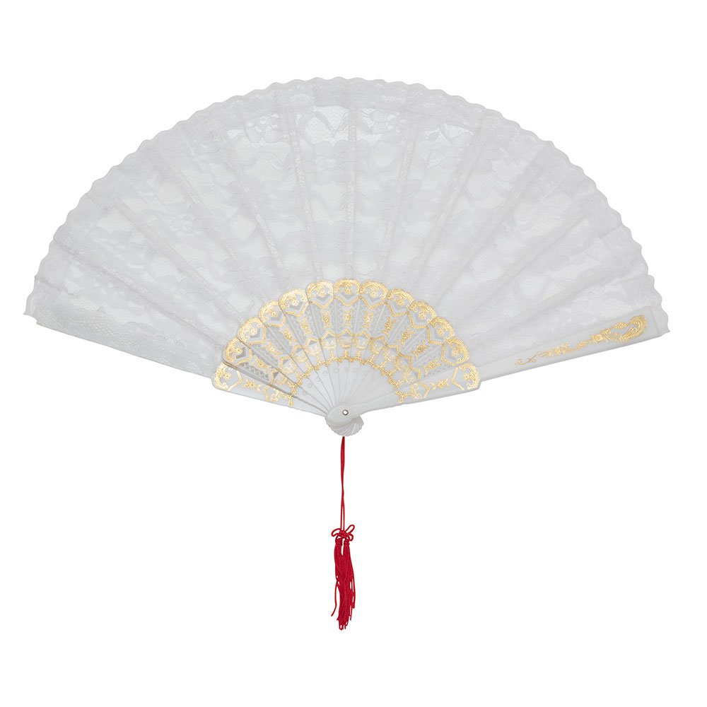 Bristol Novelty BA612 White Lace Fan | 1pc, One Size