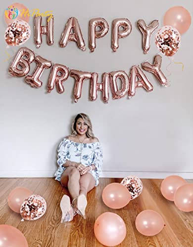 30Pcs Pink Rose Gold Birthday Decorations, 3D Mylar Foil Happy Birthday Banner And Confetti Latex Balloons, Ecofriendly Party Decorations Supplies For Kids Girls Women #TOP1