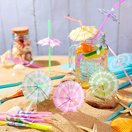 Chengu 100 pitillos con sombrilla para fiestas tropicales miniatura 5
