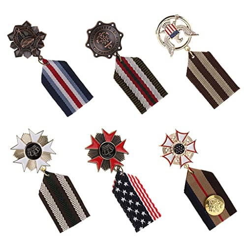 P Prettyia 6pcs Broche Badge Punk Médaille Militaire Punk Vêtements Costume Décor Embellissement de Vêtements