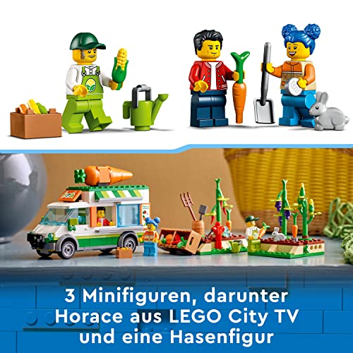 LEGO 60345 City Farm Gemüse-Lieferwagen, Bauernhof Spielzeug für Kinder ab 5 Jahre mit Food Truck, Gemüsebeet, 3 Minifiguren und Hasenfigur – Bild 5