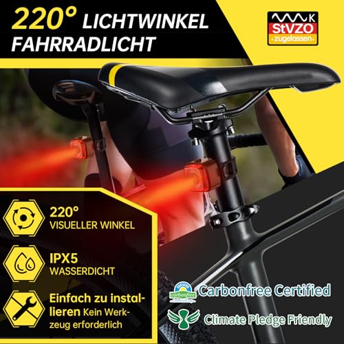SPGOOD Fahrradlicht Set, StVZO Zugelassen Fahrradbeleuchtung, Bike Light USB Aufladbar Type-C,...