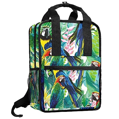 Sac à dos pour garçons robuste anti-déchirure motif plantes tropicales vert
