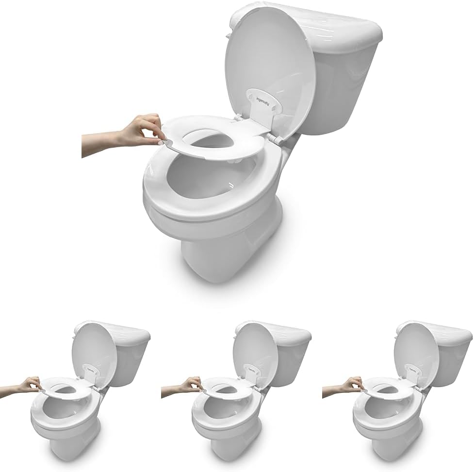ity by Ingenuity Flip & Sit Potty Seat (White) – Easy to Set Up & Remove Potty Training Seat That Attaches to Adult Toilet-Seat,(Pack of 4)