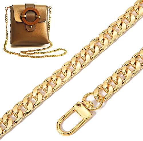 4 Sizes Purse Chain with Buckles, 120/90/60/40cm Long DIY Shoulder Bag Replacement Handbag Straps Handbag Chains Accessories (Gold)