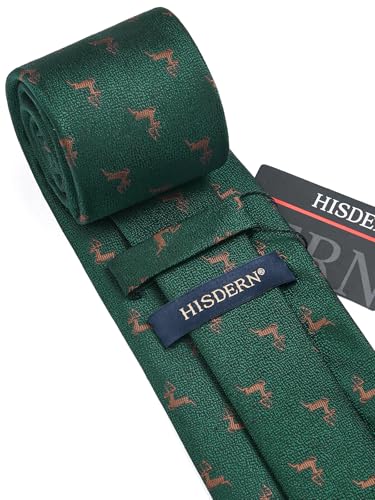 Image of HISDERN Ties for Men Classic Animal Tie and Pocket Square Set Jacquard Woven Silk Neckties Handkerchief Wedding Party
