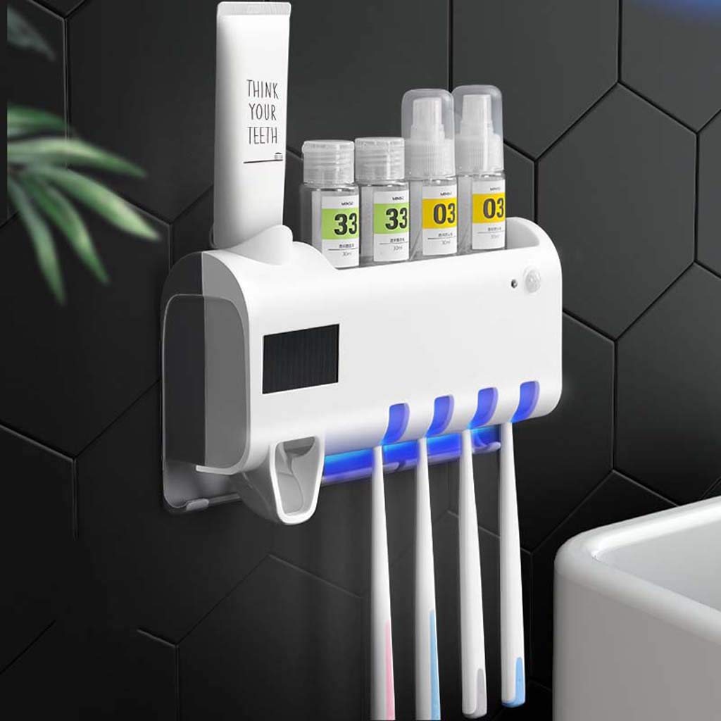 TJH Portacepillos de Dientes esterilizados multifuncionales,Estante de esterilizador de Cepillo de Dientes UV Portacepillos de esterilizador de Pared-No Hay Necesidad de Golpear-Cuidar la Salud bucal