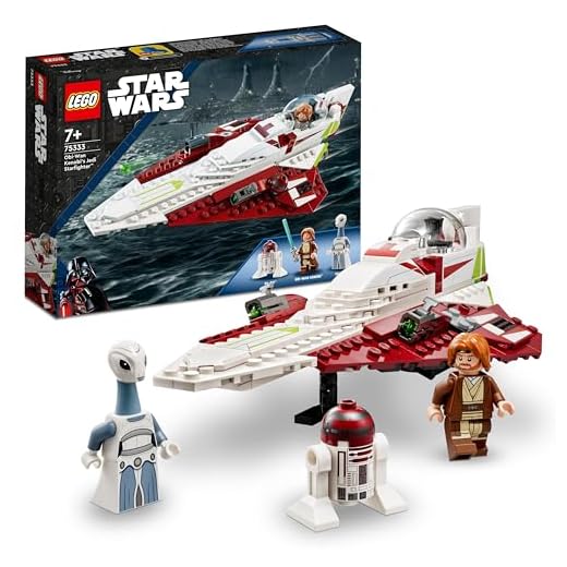 LEGO 75333 Star Wars Obi-Wan Kenobis Jedi Starfighter, Spielzeug zum Bauen mit Taun We, Droidenfigur und Lichtschwert, Angriff der Klonkrieger Set