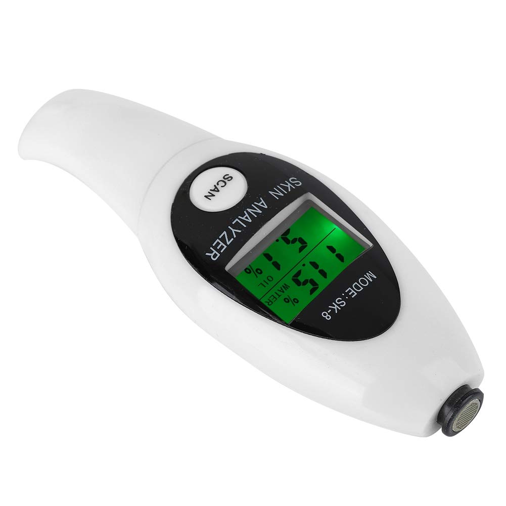 Analyseur de peau avec affichage numérique à cristaux liquides, moniteur d'humidité de la peau de l'analyseur de peau pour soins de la peau, appareil de mesure facial sensible sensible(blanc)