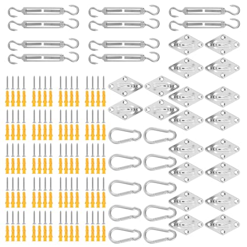 Abizarch Sun Shade Sail Hardware Kit Solid Stainless Steel Sunshades Canopy Installation Kit Versatile Shades Awning Kit Convenient Awning Attachment Adjustable Shade Sails Installation Kits for Garde
