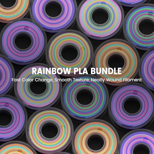 Image of SUNLU 3D Printer Filament Bundle, PLA+ Silk Rainbow Filament Multicolor 1.75mm, Individually Vacuum Packed, 250G Spool, 8 Rolls, 2kg in Total, 8 Rainbow Color, Suit for Christmas Print