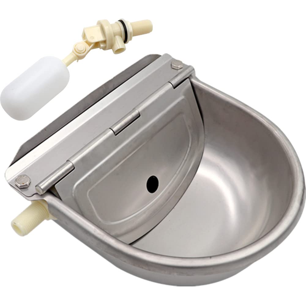 MUALROUS Stainless Steel Cattle Drinker Waterer Trough Automatic Dog