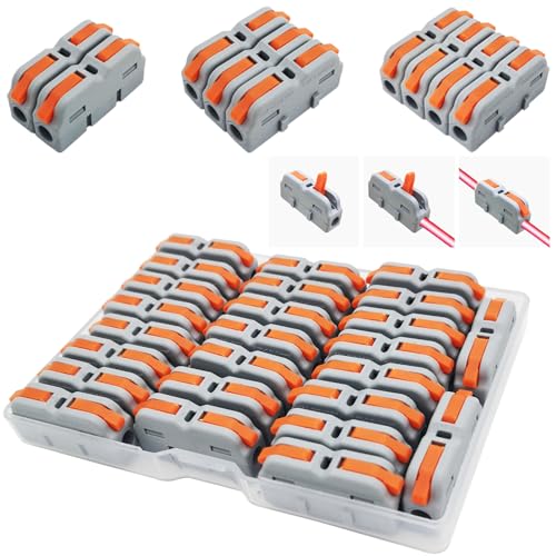 Kabelverbinder, CESFONJER SPL-1M Anschlussblöcke, Mini Schnellanschlussklemmen, Kompakt Steckklemmen, Können frei kombiniert Werden SPL-2M,3M,4M,5M (25 Stück)