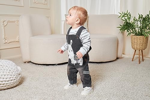 Image of Cute Baby Boy Clothes Suit Toddler Boys' Striped Long Sleeve T-Shirt+Denim Overalls Jumpsuit Pants Outfits Sets