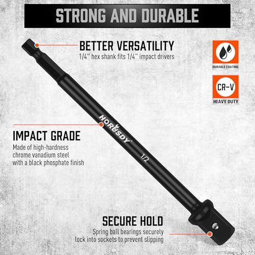 Image of Impact Drill Socket Adapter Set and Universal Joints Socket Set 9-Piece 1 /4 inch 3 /8 inch and 1 /2 inch Driver Socket Adapter, Power Drill