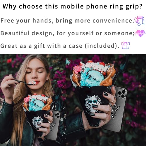 Anneau de support pour téléphone TACOMEGE en cristal compatible iPhone Android - 2