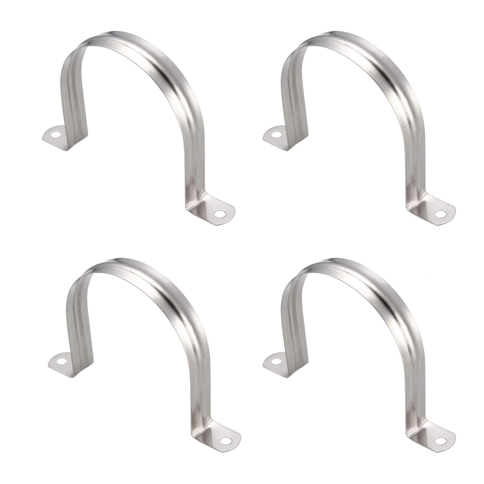 ROWORKX 100mm Pipe Strap Clamps, 4Pcs Pipe Clip Stainless Steel U Bracket