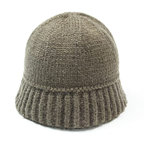 Dsgzkk Bucket Hat,All-Match Woolen Hat Knitted Fisherman Hat Hat Wild Windproof Thermal for Autumn Winter Army Green