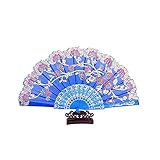 C'est un très beau ventilateur de la main en bambou vintage, avec un motif élégant.