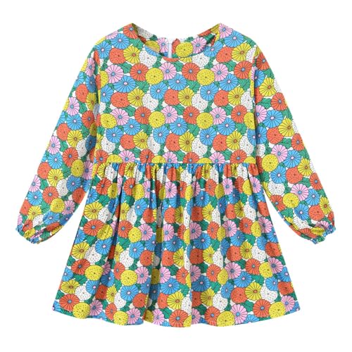 Girls Long Sleeve Dress Casual Holiday Smocked Waist Midi Dresses Toddler Swing A Line Twirl𝘆 Skater Dresses