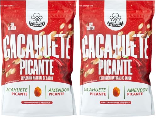 EL NOGAL Frutos Secos Cacahuete Repelado Picante (Con Pimenton y Cayena) Doypack, 125 g (Paquete de 2)