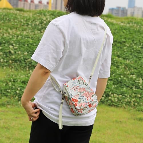 Image of SILKAREA Embroidered Cute Mini Crossbody Bag for Women Small Handbags Wristlet Wallet Bag Cell-phone Pouch Coin Purse