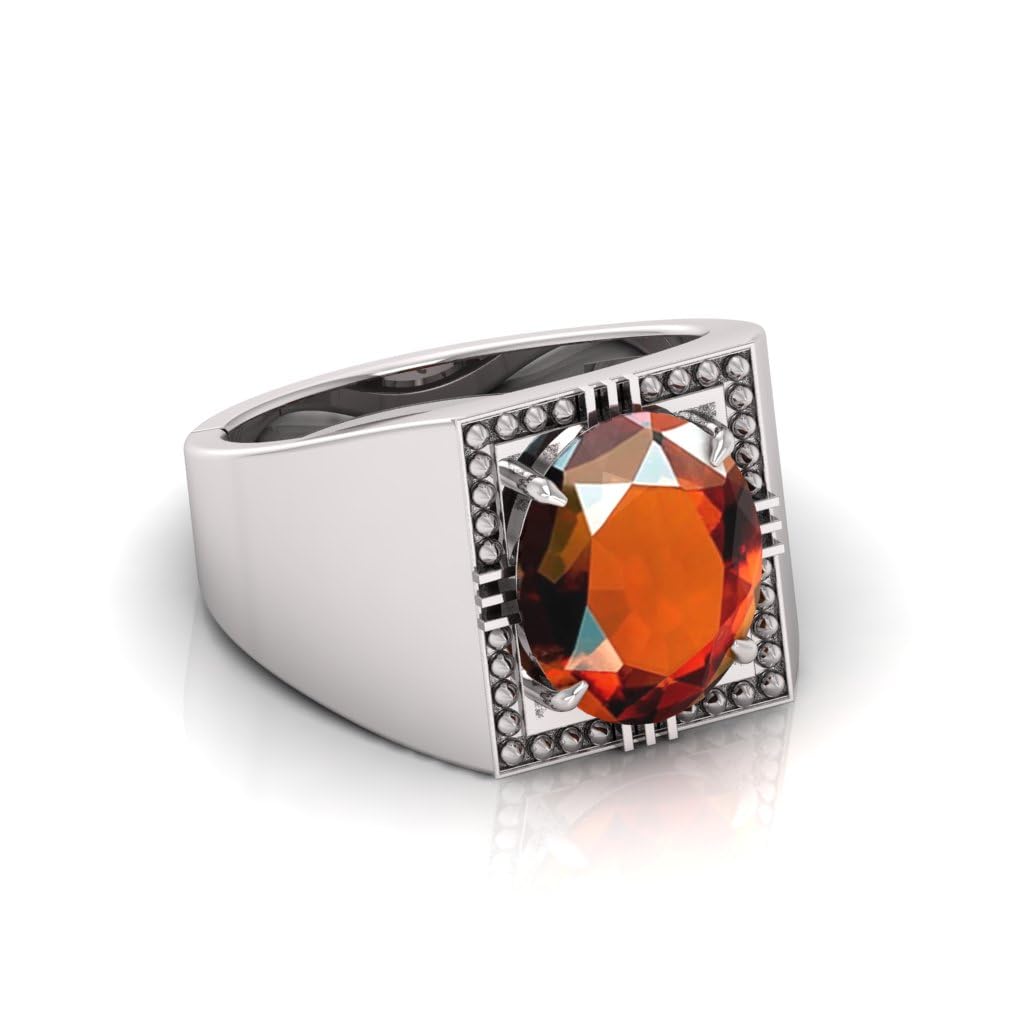 7.25 Ratti Gomed/Garnet Original 6.22 Carat Hessonite Stone Adjustable Ring For Men And Women With Lab Certified B5-picture-34