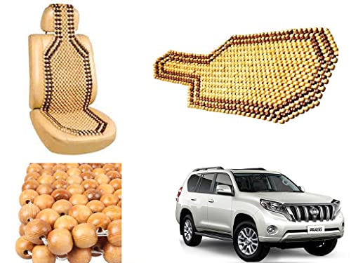 Image of Car Bead Seat Wooden Beads Cushion Cover Pad for Toyota Land Cruiser Prado, Acupressure Sitting Seat Cover | Cream Color - Pack of 1