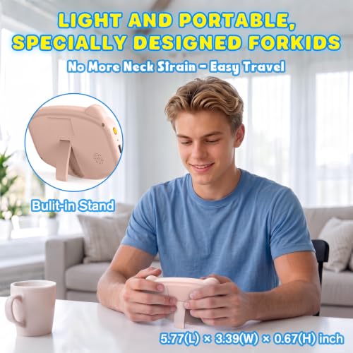 Image of Portable 16 Bit Handheld Game Console for Kids, Retro Gaming Console with 300 Classic Video Games, Handheld Plug & Play Player with 3.2'' IPS Screen, Rechargeable Travel Gift for Boys & Girls (Pink)