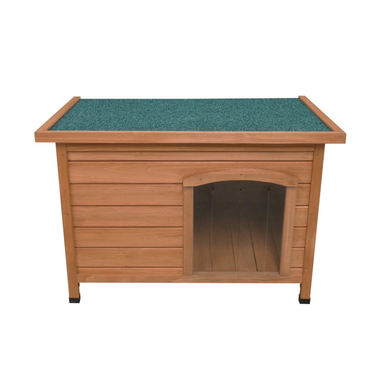 Perrera de Madera Pequeña para Perros Exterior e Interior con Techo Impermeable, Base Elevada 5 cm y Ventilación – Caseta de Abeto Resistente a la Intemperie con Puerta – Marrón