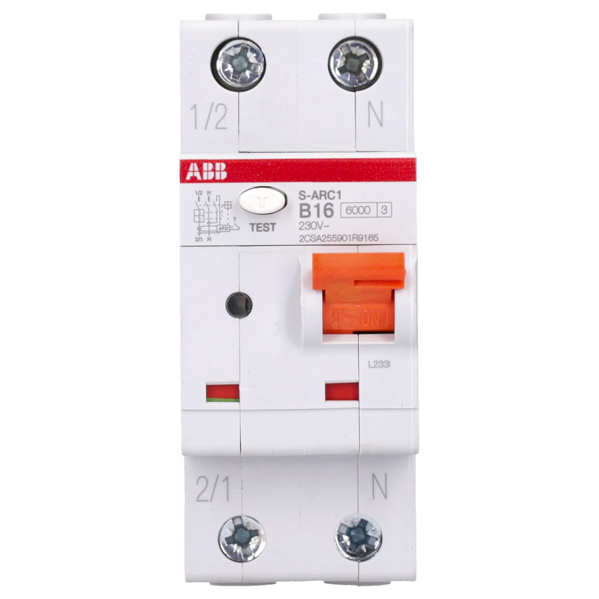 ABB S-ARC1 B16 6kA, 1P+N, 2TE - Dispositivo de protección de Arco de fallo y LS AFDD (2CSA255901R9165)