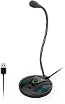 JOUNIVO USB Microphone, 360 Degree Adjustable Gooseneck Design, Mute Button & LED Indicator, Noise-Canceling Technology, Plug & Play, Compatible with Windows & MacOS