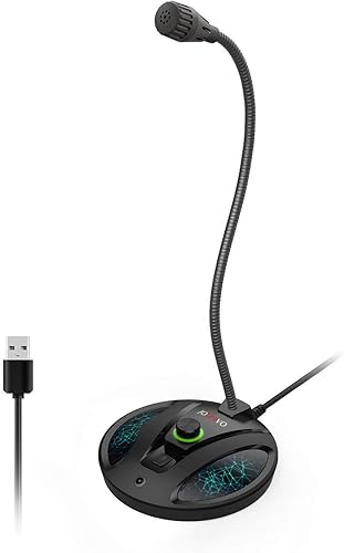 JOUNIVO Micrófono de grabación USB, micrófono cardioide de condensador de podcast de computadora con botón de silencio e indicador LED para laptop,