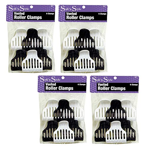 SOFT 'N STYLE Beauty Salon 6 Vented Roller Hair Styling Clamps HC-187 (4 Pack)