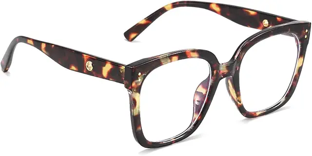 Brown Tortoiseshell Blue Light Glasses for Women - Oversized Square Frame