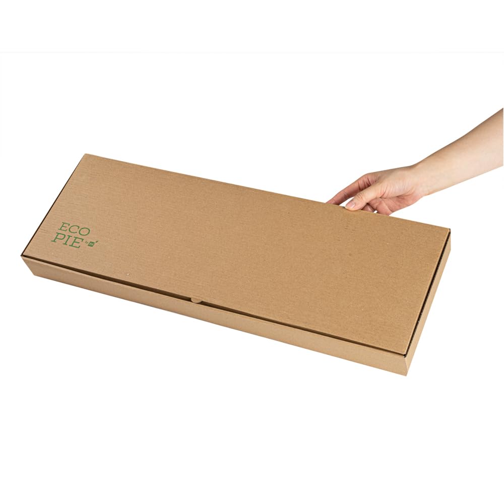 Restaurantware Eco Pie - Cajas de pan plano para llevar de 24 x 12 x 2 pulgadas, 50 cajas de pizza corrugadas resistentes, diseño de flauta, sistema de bloqueo de pestañas, cajas de pizza de papel