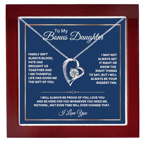 ROMESIA To My Bonus Daughter Necklace Gifts from Stepdad Stepmom, Stepdaughter Necklace...
