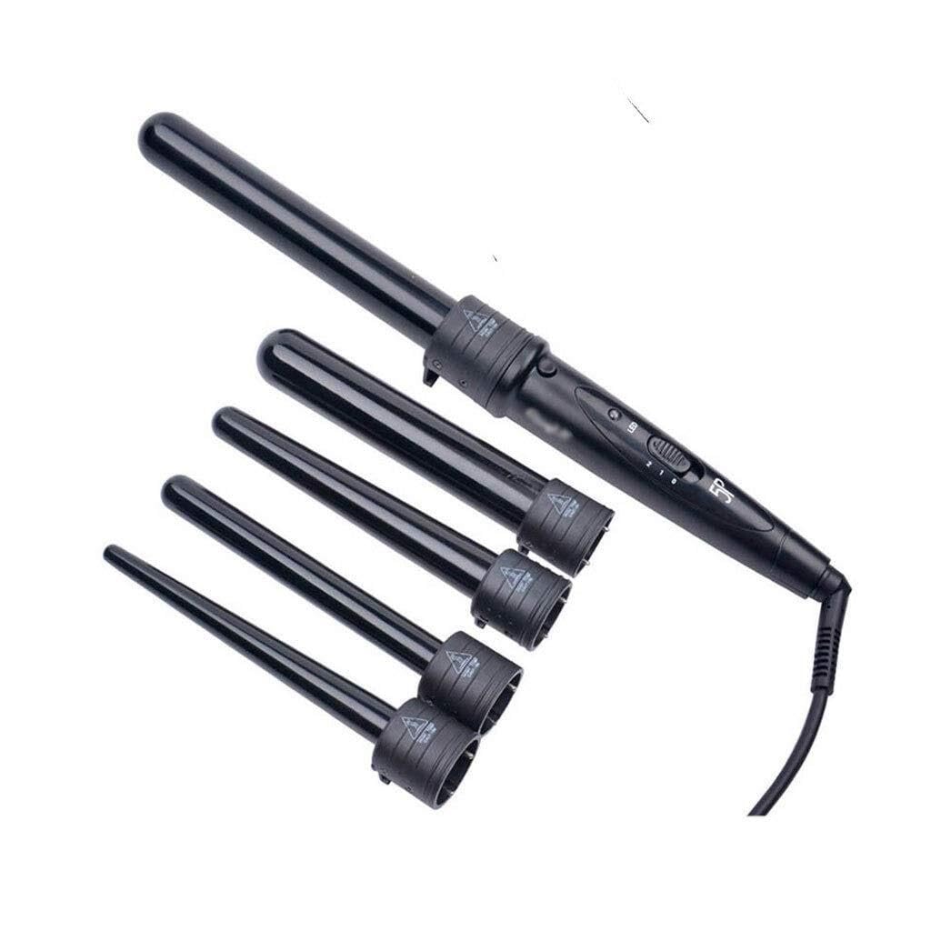 5-in-1 Ceramic Hair Curling Iron Wand Adjustable Temperature Tourmaline Ceramic for Curls Waves and Styling 110-240V Portable
