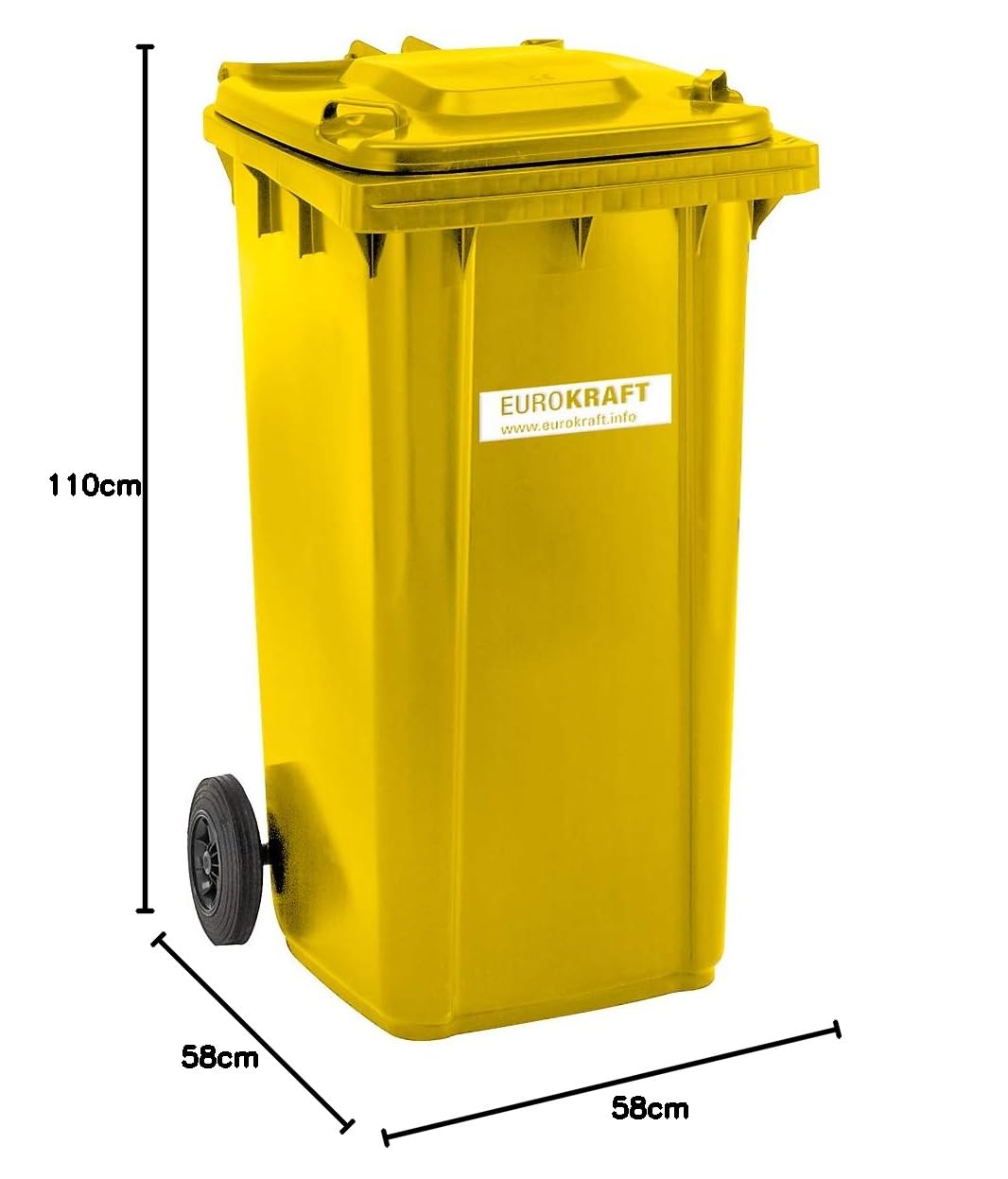 eurokraft | pro | Poubelle en plastique conforme DIN EN 840 | capacité 240 l | l x h x p 580 x 1100 x 740 mm | bleu